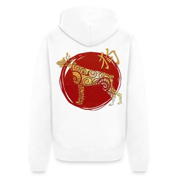Horoscope du zodiaque chinois pour chiens - Veste à capuche bio Premium Unisexe - blanc - Dos - Thijin (182cm)