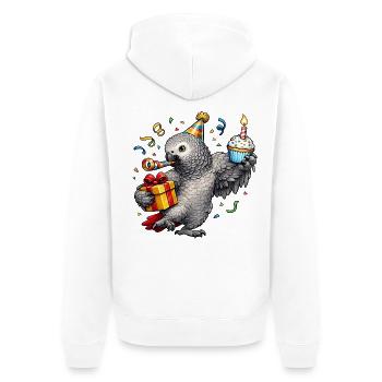 African grey parrot birthday - Unisex Premium Organic Zip Hoodie - white - Back - Thijin (182cm)