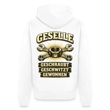 Geselle Gesellenprüfung bestanden Ausbildung - Unisex Premium Bio Zip Hoodie - Weiß - Hinten - Thijin (182cm)