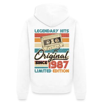 Original since 1987 - Unisex Premium Organic Zip Hoodie - white - Back - Thijin (182cm)