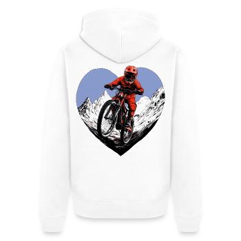 Mountainbike Liebe - Unisex Premium Bio Zip Hoodie - Weiß - Hinten - Thijin (182cm)