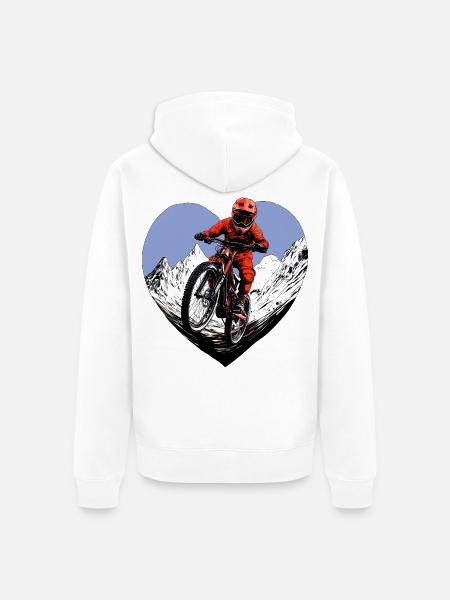 Mountainbike Liebe - Unisex Premium Bio Zip Hoodie - Weiß