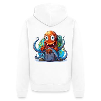 Reise-Oktopus mit Weltkugel - Unisex Premium Bio Zip Hoodie - Weiß - Hinten - Thijin (182cm)