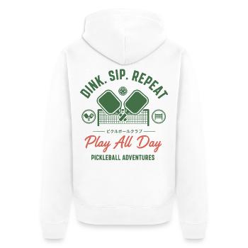 Pickleball Dink Sip Repeat Play All Day Adventures - Unisex Premium Organic Zip Hoodie - white - Back - Thijin (182cm)