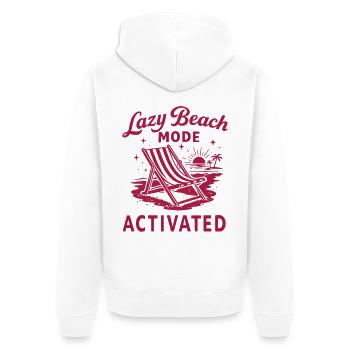 Lazy Beach Mode Activated Shirt Summer Vibes - Unisex Premium Bio Zip Hoodie - Weiß - Hinten - Thijin (182cm)