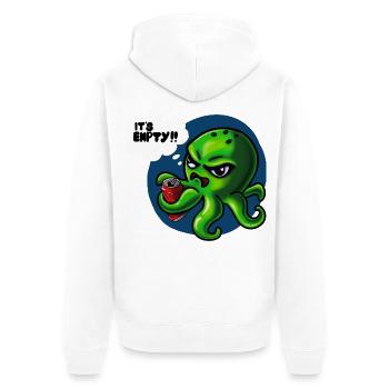 Grumpy Kraken - Unisex Premium Bio Zip Hoodie - Weiß - Hinten - Thijin (182cm)