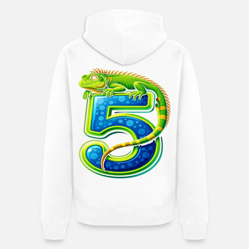 Caméléon Vert 5 ans - Veste à capuche bio Premium Unisexe - blanc