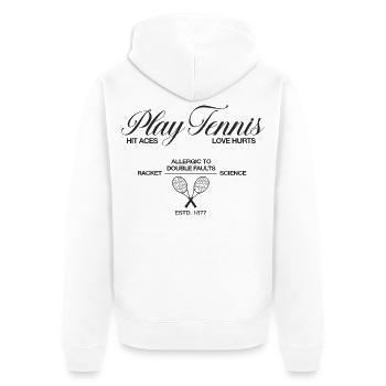 Play Tennis hit aces - Unisex Premium Organic Zip Hoodie - white - Back - Thijin (182cm)