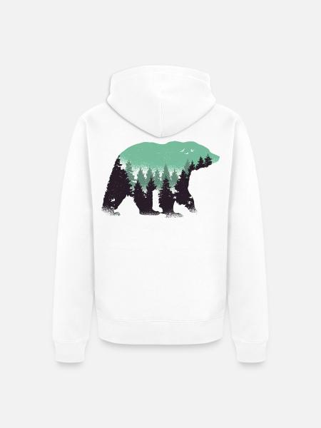 Bear Forest Nature - Unisex Premium Organic Zip Hoodie - white