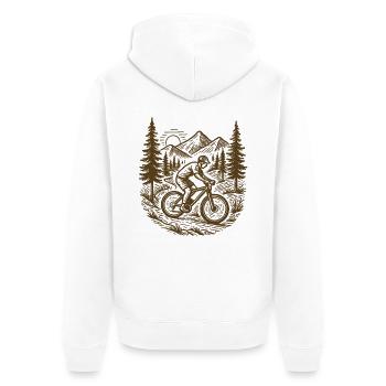 Mountainbike Flow: Vintage MTB Design Berge - Unisex Premium Bio Zip Hoodie - Weiß - Hinten - Thijin (182cm)