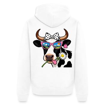Vache Nature Lunettes Montagnes - Veste à capuche bio Premium Unisexe - blanc - Dos - Thijin (182cm)