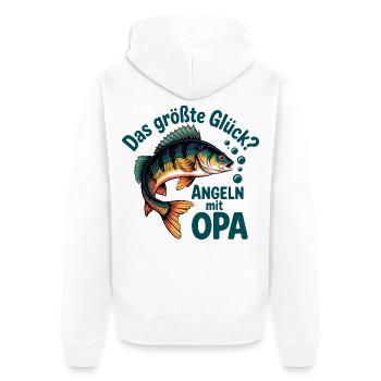 Das größte Glück Angeln mit Opa - Unisex Premium Bio Zip Hoodie - Weiß - Hinten - Thijin (182cm)