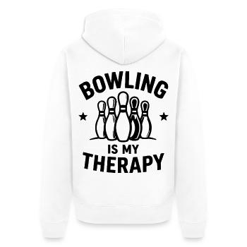 Bowling is my Therapy Sport Bowling Pins - Unisex Premium Bio Zip Hoodie - Weiß - Hinten - Thijin (182cm)