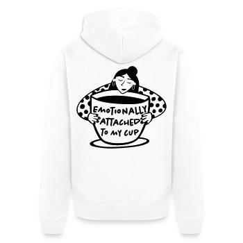 Emotionally attached to my cup - Unisex Premium Organic Zip Hoodie - white - Back - Thijin (182cm)