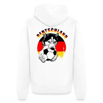 Deutschland Hund mit Fußball - Unisex Premium Bio Zip Hoodie - Weiß - Hinten - Thijin (182cm)