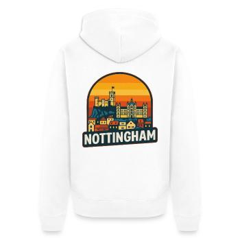 Nottingham Skyline Retro Sunset Vintage Design - Veste à capuche bio Premium Unisexe - blanc - Dos - Thijin (182cm)