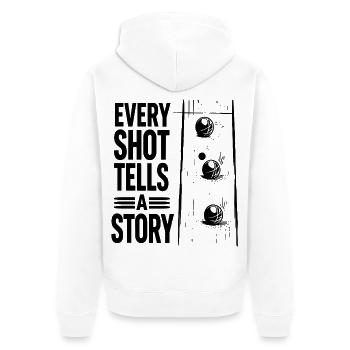 Every Shot Tells A Story Boule Petanque Sport - Unisex Premium Bio Zip Hoodie - Weiß - Hinten - Thijin (182cm)