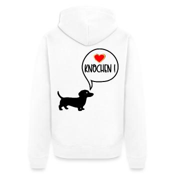 Dackel Hundefutter - Unisex Premium Bio Zip Hoodie - Weiß - Hinten - Thijin (182cm)