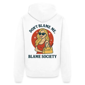Ne blâme pas la société - Veste à capuche bio Premium Unisexe - blanc - Dos - Thijin (182cm)
