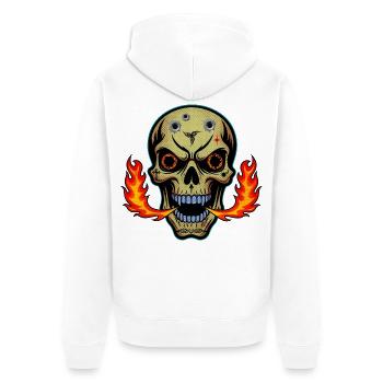 Motif de t-shirt crâne cracheur de feu. - Veste à capuche bio Premium Unisexe - blanc - Dos - Thijin (182cm)