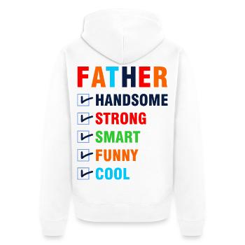 Best Dad Handsome Strong Funny Shirt - Unisex Premium Organic Zip Hoodie - white - Back - Thijin (182cm)