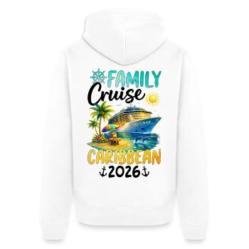 Family Cruise Caribbean 2026 - Unisex Premium Bio Zip Hoodie - Weiß - Hinten - Thijin (182cm)