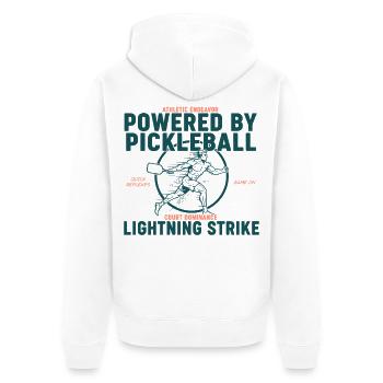 Pickleball Powered By Pickleball Lightning Strike - Unisex Premium Organic Zip Hoodie - white - Back - Thijin (182cm)