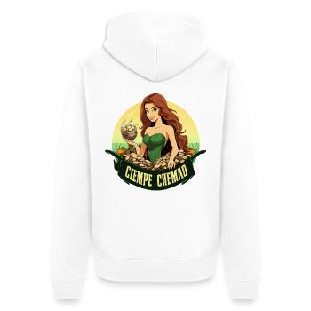 Grüne Wasserfee mit Steinbund - Unisex Premium Bio Zip Hoodie - Weiß - Hinten - Thijin (182cm)