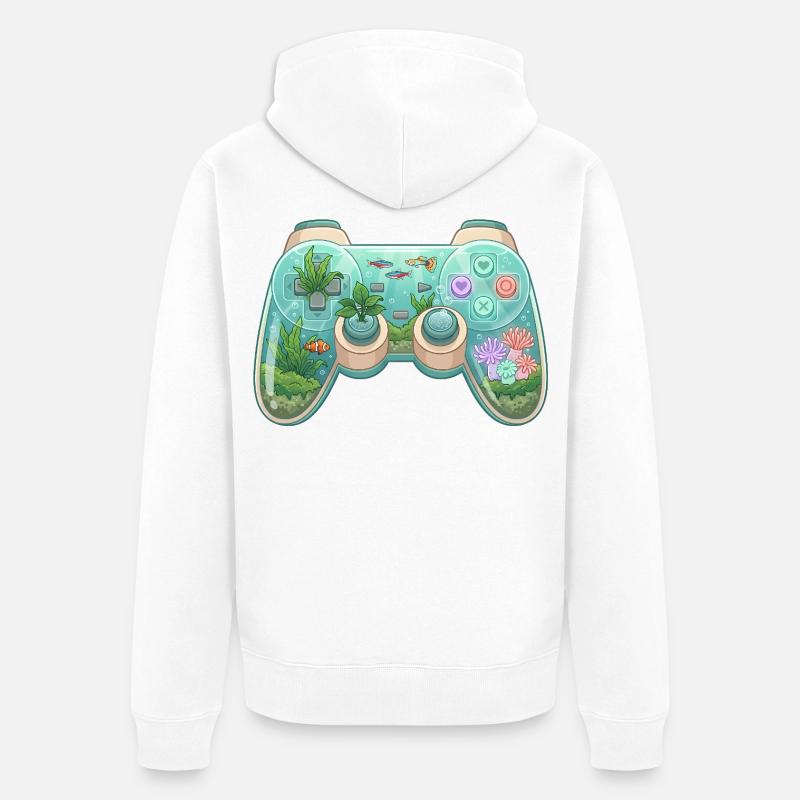Ocean Controller – Süßer Gaming-Aufkleber - Unisex Premium Bio Zip Hoodie - Weiß