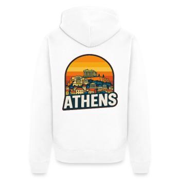 Art rétro du Parthénon du coucher de soleil d’Athènes - Veste à capuche bio Premium Unisexe - blanc - Dos - Thijin (182cm)