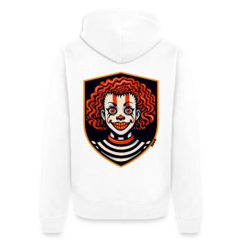 Harlekin-Wut-Schildclown - Unisex Premium Bio Zip Hoodie - Weiß - Hinten - Thijin (182cm)