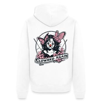 Clown-Kunst wieder Clown-Kunst - Unisex Premium Bio Zip Hoodie - Weiß - Hinten - Thijin (182cm)