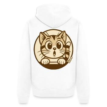 Curious Kitten Peeking Badge - Unisex Premium Organic Zip Hoodie - white - Back - Thijin (182cm)