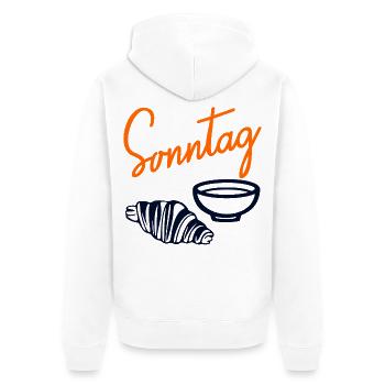 Sonntag Croissant Matcha - Unisex Premium Bio Zip Hoodie - Weiß - Hinten - Thijin (182cm)