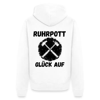 Hammerkreuz im Kreis – Grunge Stil - Unisex Premium Bio Zip Hoodie - Weiß - Hinten - Thijin (182cm)
