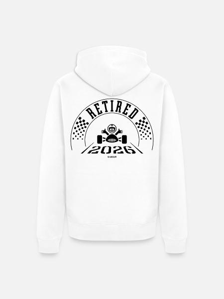 Retired 2026 (Retiree / Retirement Entry / Black) - Unisex Premium Organic Zip Hoodie - white