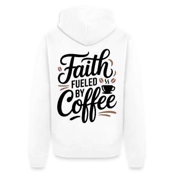 La foi alimentée par le café Le dicton chrétien du café - Veste à capuche bio Premium Unisexe - blanc - Dos - Thijin (182cm)