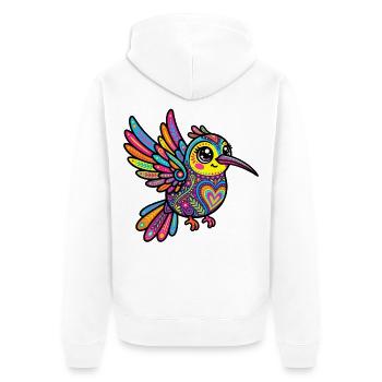 Kawaii Alebrije Hummingbird Mexican - Unisex Premium Organic Zip Hoodie - white - Back - Thijin (182cm)