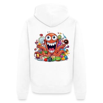 Crazy Kraken plein de gadgets - Veste à capuche bio Premium Unisexe - blanc - Dos - Thijin (182cm)