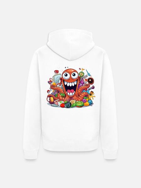 Verrückter Kraken voller Schnickschnack - Unisex Premium Bio Zip Hoodie - Weiß