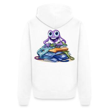 Monstre créatif sur une pile de livres - Veste à capuche bio Premium Unisexe - blanc - Dos - Thijin (182cm)