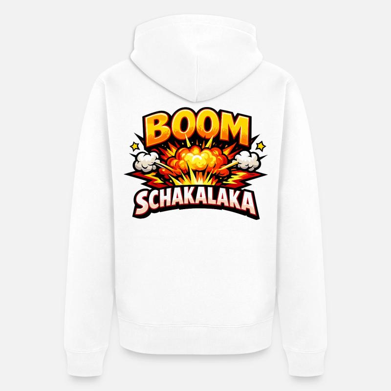 Boom Schakalaka Comic Spruch mit Explosion - Unisex Premium Bio Zip Hoodie - Weiß