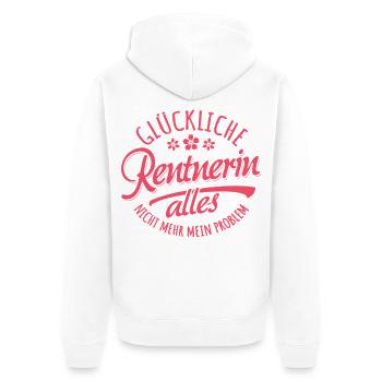 Glückliche Rentnerin Alles Nicht Mehr Mein Problem - Unisex Premium Bio Zip Hoodie - Weiß - Hinten - Thijin (182cm)