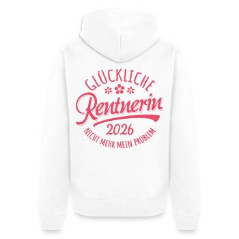 Glückliche Rentnerin 2026 Nicht Mehr Mein Problem - Unisex Premium Bio Zip Hoodie - Weiß - Hinten - Thijin (182cm)