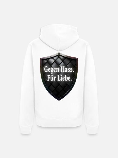 Gegen Hass Für Liebe Schild Statement - Unisex Premium Bio Zip Hoodie - Weiß