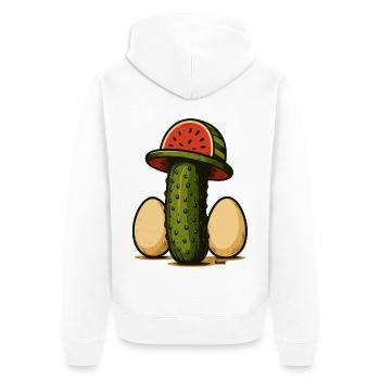 Watermelon Hat Cactus EGG Duo - Unisex Premium Organic Zip Hoodie - white - Back - Thijin (182cm)