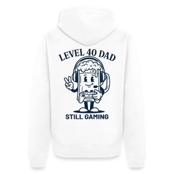 Level 40 Dad Shirt Still Gaming Geburtstag - Unisex Premium Bio Zip Hoodie - Weiß - Hinten - Thijin (182cm)