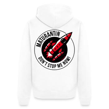 Maturantin (Matura / POS 3C) - Unisex Premium Bio Zip Hoodie - Weiß - Hinten - Thijin (182cm)