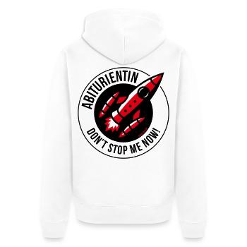 Abiturientin – Don’t Stop Me Now! (Abitur POS 3C) - Unisex Premium Bio Zip Hoodie - Weiß - Hinten - Thijin (182cm)
