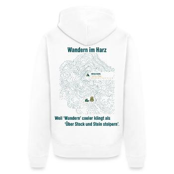 Eifel Wandern Topo GPS Karte - Unisex Premium Bio Zip Hoodie - Weiß - Hinten - Thijin (182cm)